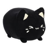 A black plush Meowchi toy from Tasty Peach with white-tipped ears and stitched facial details